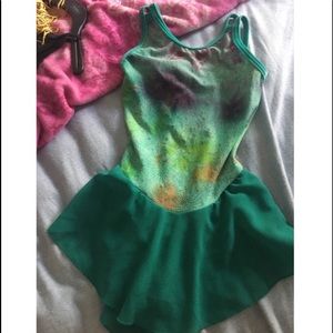Green Watercolor Skating/dance/gymnastics dress